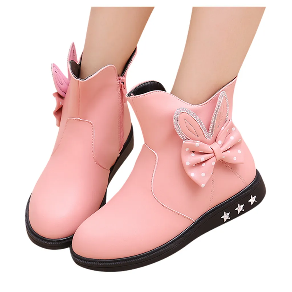 Детские ботинки для маленьких девочек; обувь принцессы с бантом-бабочкой; модные кожаные детские зимние сапоги; Botas Tenis Infantil Sapatos