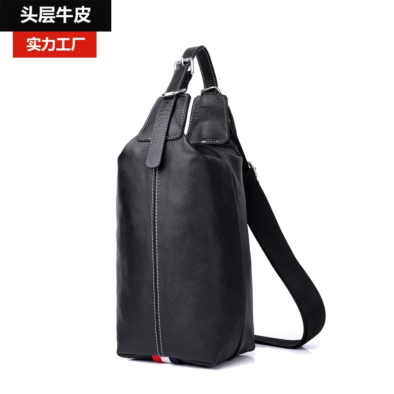 GO-LUCK многофункциональная Повседневная нагрудная сумка из натуральной кожи, мужская сумка через плечо, мужские сумки-мессенджеры, мужская сумка - Цвет: Black