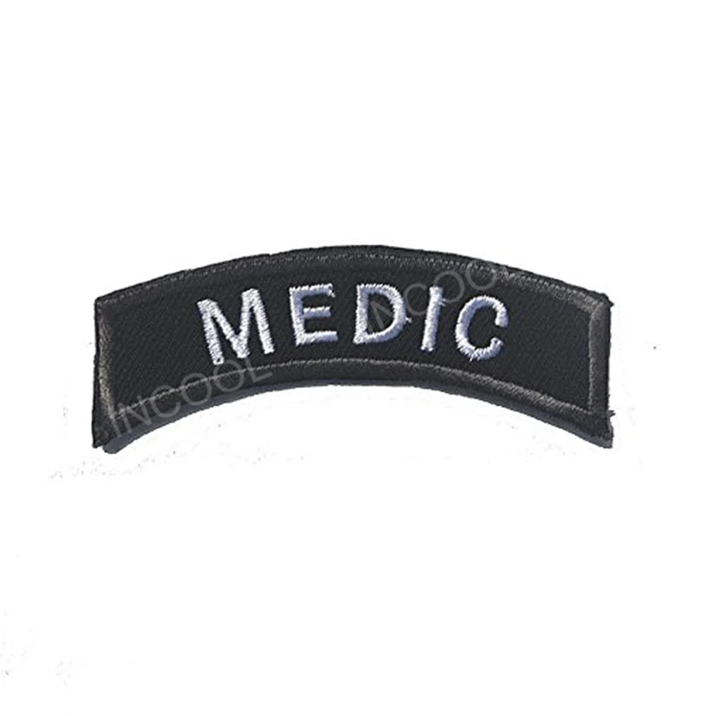 Нашивки с вышивкой, ИК, светоотражающие, Медик для поддержания боевого духа, нашивки, тактический боевой EMT, аппликация эмблем, ткань, эмблемы с вышивкой - Цвет: Medic Black