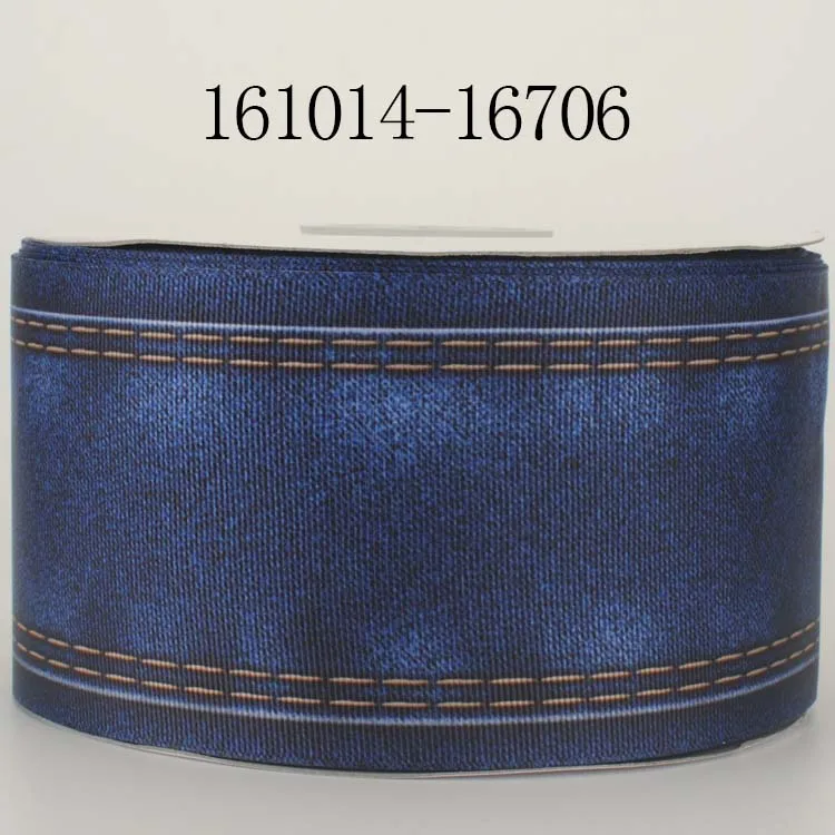 Новые продажи 50 ярдов " 75 мм джинсовая цветная лента с принтом grosgrain DIY - Цвет: 161014-16706