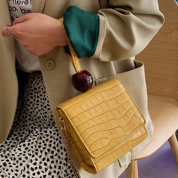 

Luxury Handbags Women Bags Designer Crocodile Pattern Acrylic Ball Small Flap Box Bag Malas De Senhora Casual Clutch Bag Women