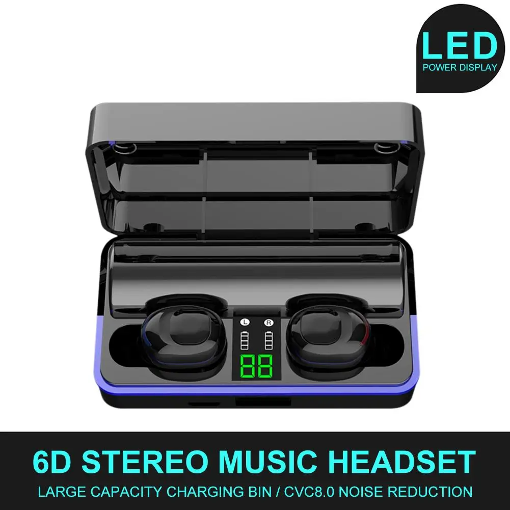 

CVC6.0 Noise Reduction W12 Wireless Bluetooth Headset V5.0 In-ear Earphone With LED Digital Display Power Bank Sports Headphones