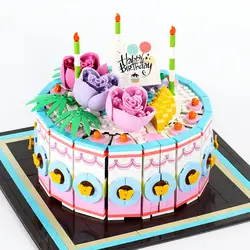 601400 838pcs С Днем Рождения magic брак модель торта пищевая промышленность, строительные блоки, игрушки для детей