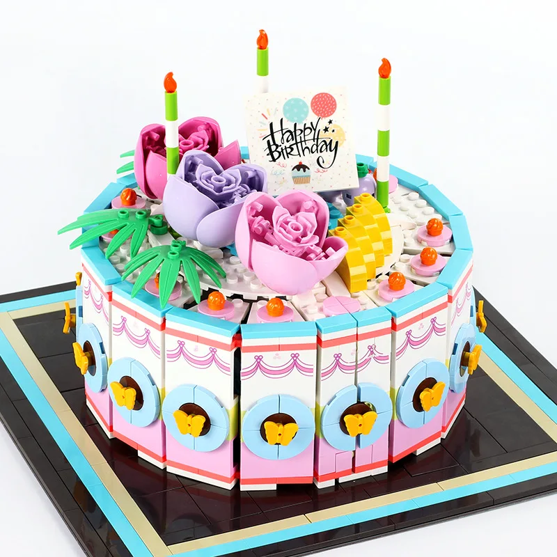 

601400 838pcs happy birthday magic marriage cake model food building blocks children Toy