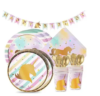 

Unicorn Party Rainbow Theme Disposable Paper Plate Paper Towel Birthday Party Decorations Kids Wedding Decoration Baby Shower