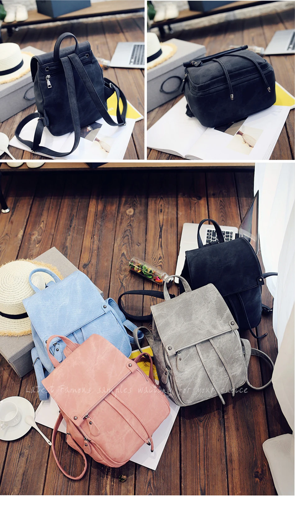 Винтажный женский рюкзак из искусственной кожи, школьная сумка, Женская Большая школьная сумка для девочек-подростков, синие розовые рюкзаки, рюкзак, новинка