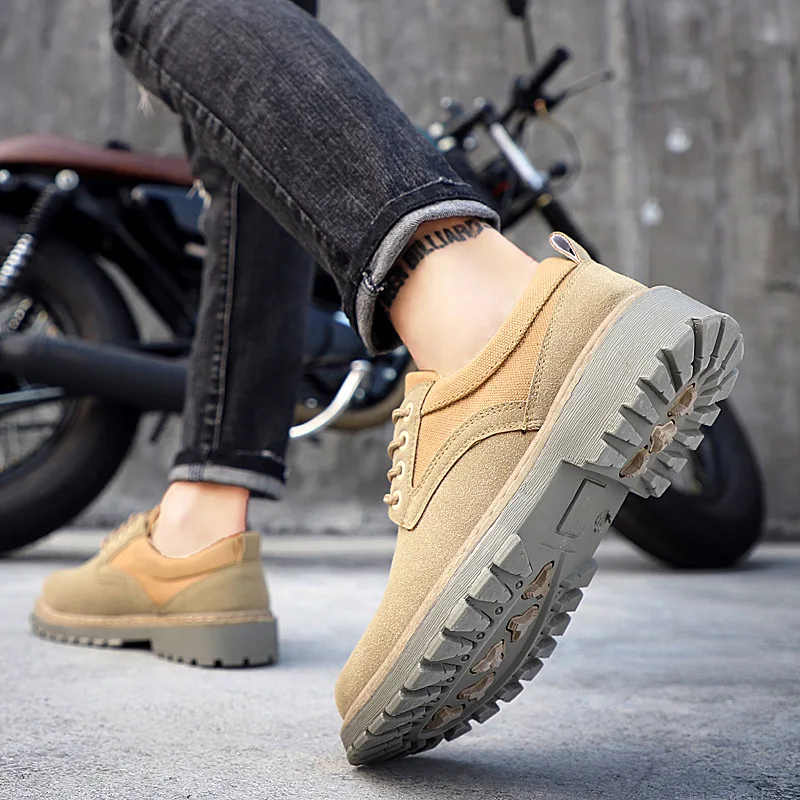 

Fashion Leisure Men Chelsea Boots Ankle Round Toe Lace-Up Vintage Motorcycle Boots Sewing Winter Casual British Style Shoes