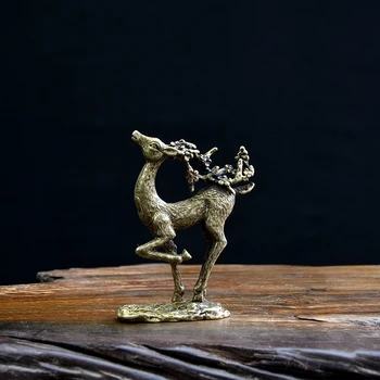 

Bronze Carving Tabletop Ornaments Solid Brass Deer Cute Sika Deer Bronze Playing Zen Deer Decoration Beautiful Gift