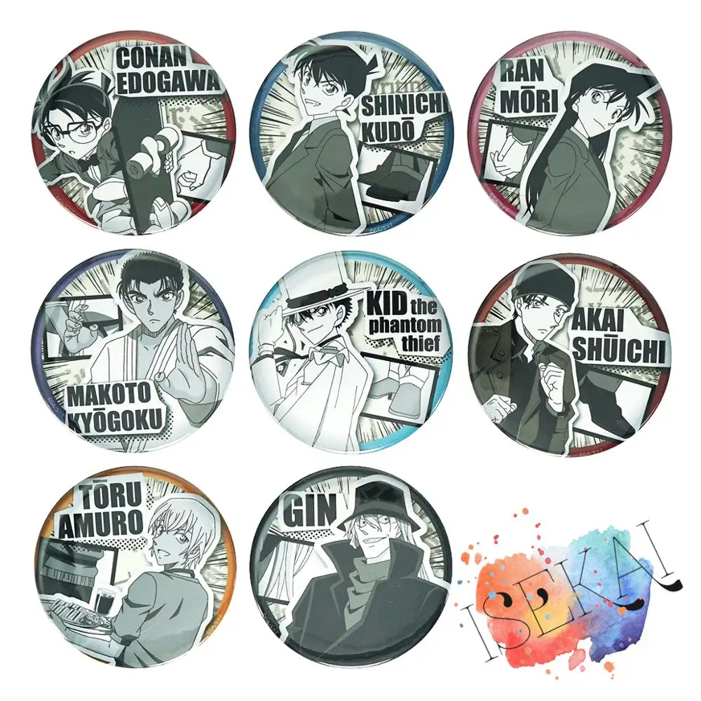 Значок детектива Конан аниме Шиничи Коран ран мури малыш Shuichi Akai Tooru Amuro Бурбон Джин металлический значок брошь булавки