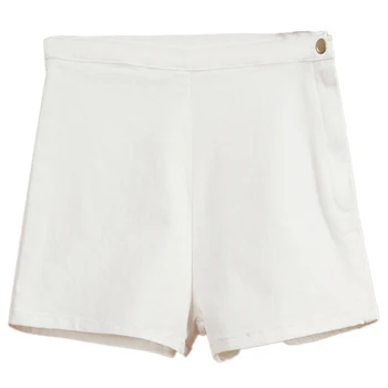 

Woman's Summer High Waist Denim Shorts Slim Ripped Skinny Hot Tight A Side Button Pom Jeans Short, White L