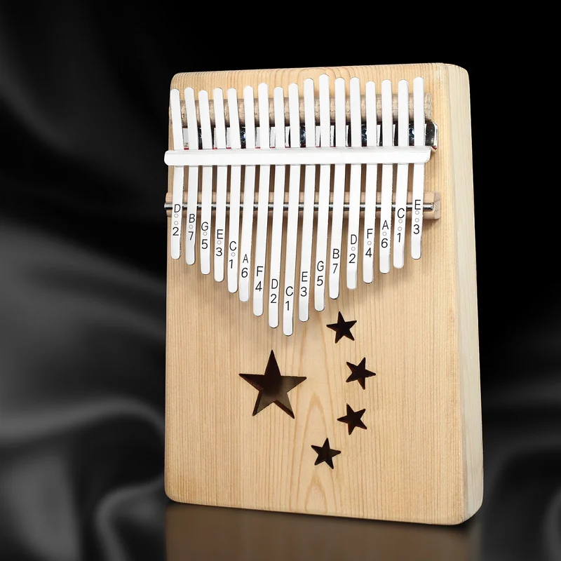 Kerus 17 teclas Kalimba africano sólido caoba dedo pulgar Piano Sanza de madera maciza Kalimba mbra pulgar - Цвет: Five-pointed star