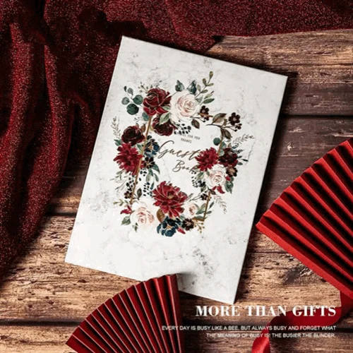 

Signature Guest Book with Ribbon Bow Wedding meeting Business Event Graduation Anniversary Vintage Party Sign-in Book Gift Books