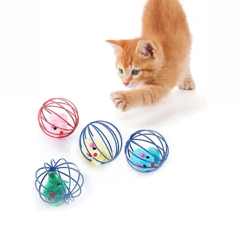 

Cat Toy Interactive Mouse Cage Toys Multicolor Foam Ball Durable Colorful Springs Toys Plastic Artificial Cat Toy Pet Supplies