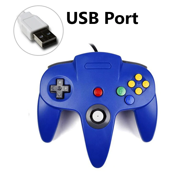 N64 геймпад джойстик проводной игровой джойстик игровой коврик для Gamecube для Mac геймпады ПК игровой контроллер Джойстик - Цвет: blue USB port