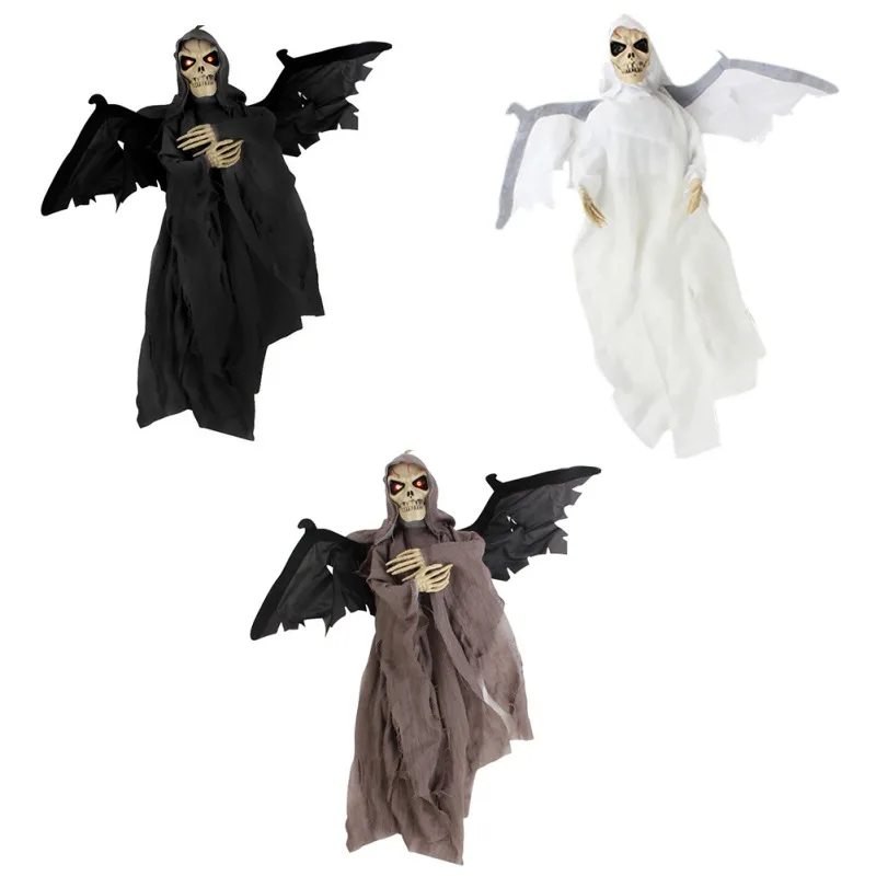 

Halloween Hanging Decoration Scary Skeleton Ghost Sound Control Electric Bat Large For Bar Ornament Props