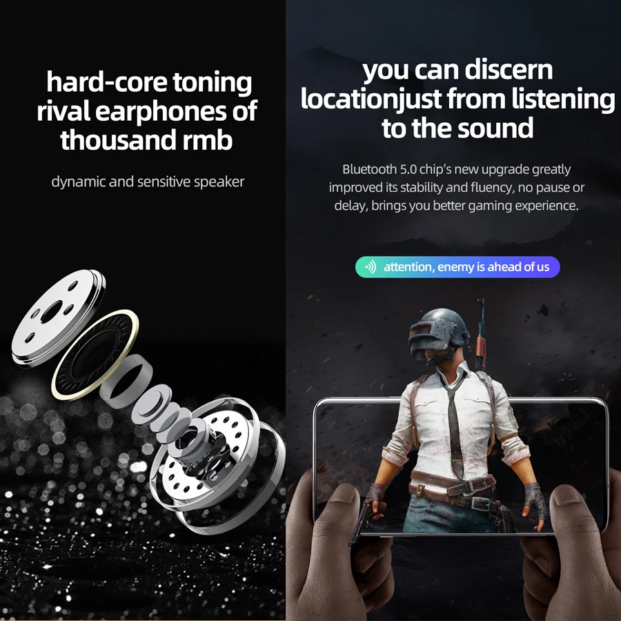 CBAOOO ES01 TWS Bluetooth Earphones 5.0 9D Stereo Wireless earbuds ir ear Gaming headset IPX7 Waterproof LED Smart Power