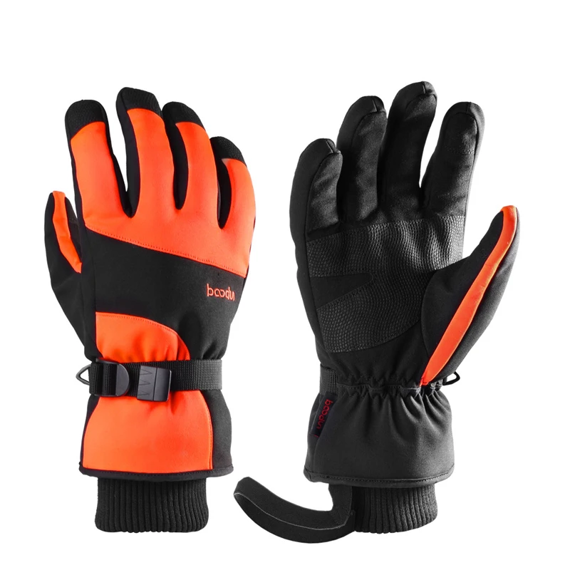 Лыжные перчатки с сенсорным экраном для женщин и мужчин, уличные спортивные Снегоходы, сноуборд, зимние перчатки, водонепроницаемые теплые лыжные перчатки, зимние перчатки для катания на лыжах - Цвет: Orange