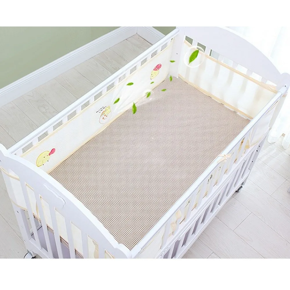 2PCS Cute Cartoon Baby Bed Bumper Breathable Washable Polyester Infant Crib Rail Mesh Bumper Cot Surround Pads Protector Liner