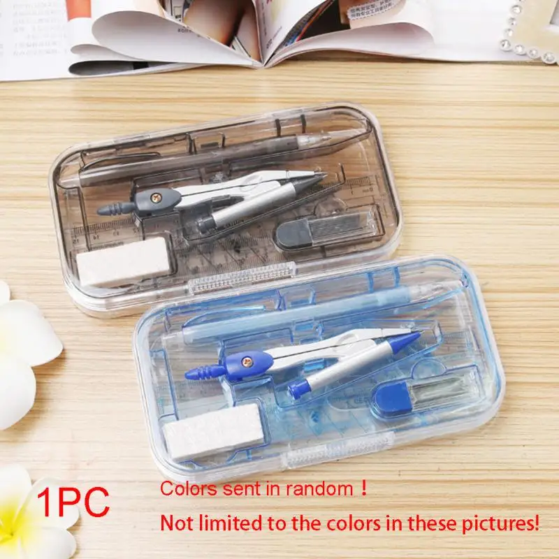 

1 set Professional student office use Drawing Drafting Ruler Compass Set Precision School Stationery Random Color