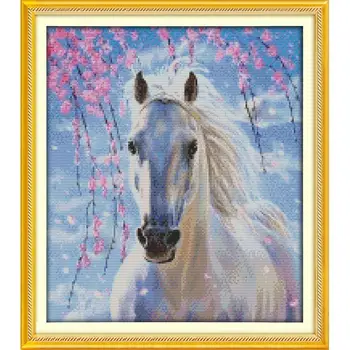 

White Horse Chinese Embroidery Kits Cross Stitch Counting Patterns Print Diy Dmc 14ct Needlework Sets Set of Cross Stitch Sales