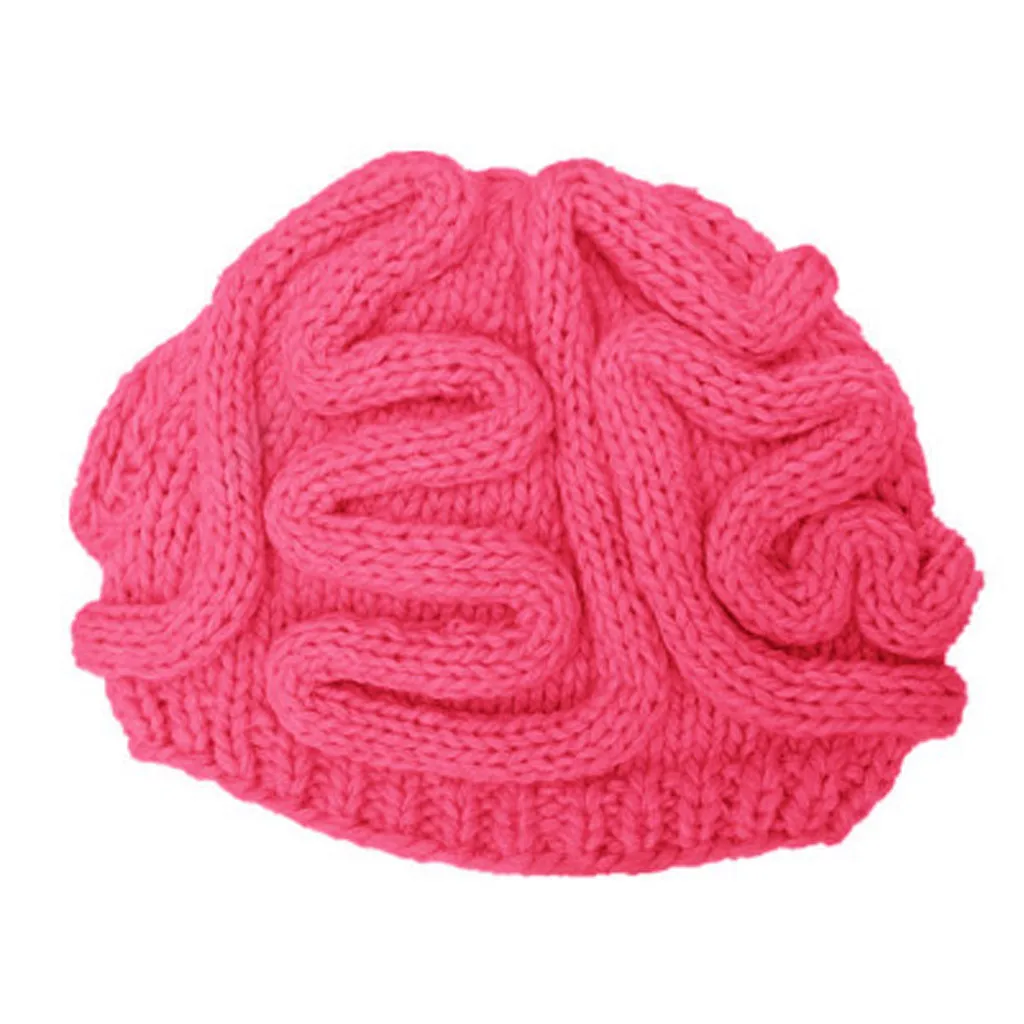 Hot Pink Горячее предложение, новая вязаная шапка мозги на Хэллоуин, шляпы для косплея, для детей и взрослых, вязаная крючком шапка, крутые модные шапки, головной убор - Color: Hot Pink