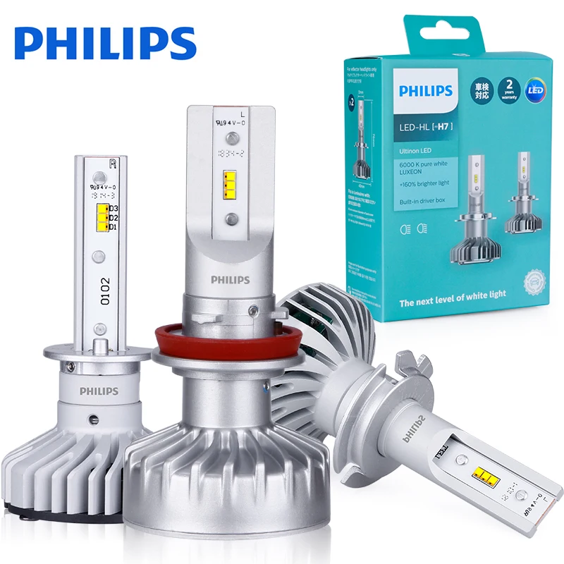 Auto Lamps Philips H11 LED H4 H7 HB3 HB4 9012 HIR2 X-treme Ultinon LED 9005  9006 Car Headlight 6500K White 200% More Bright 2X - AliExpress