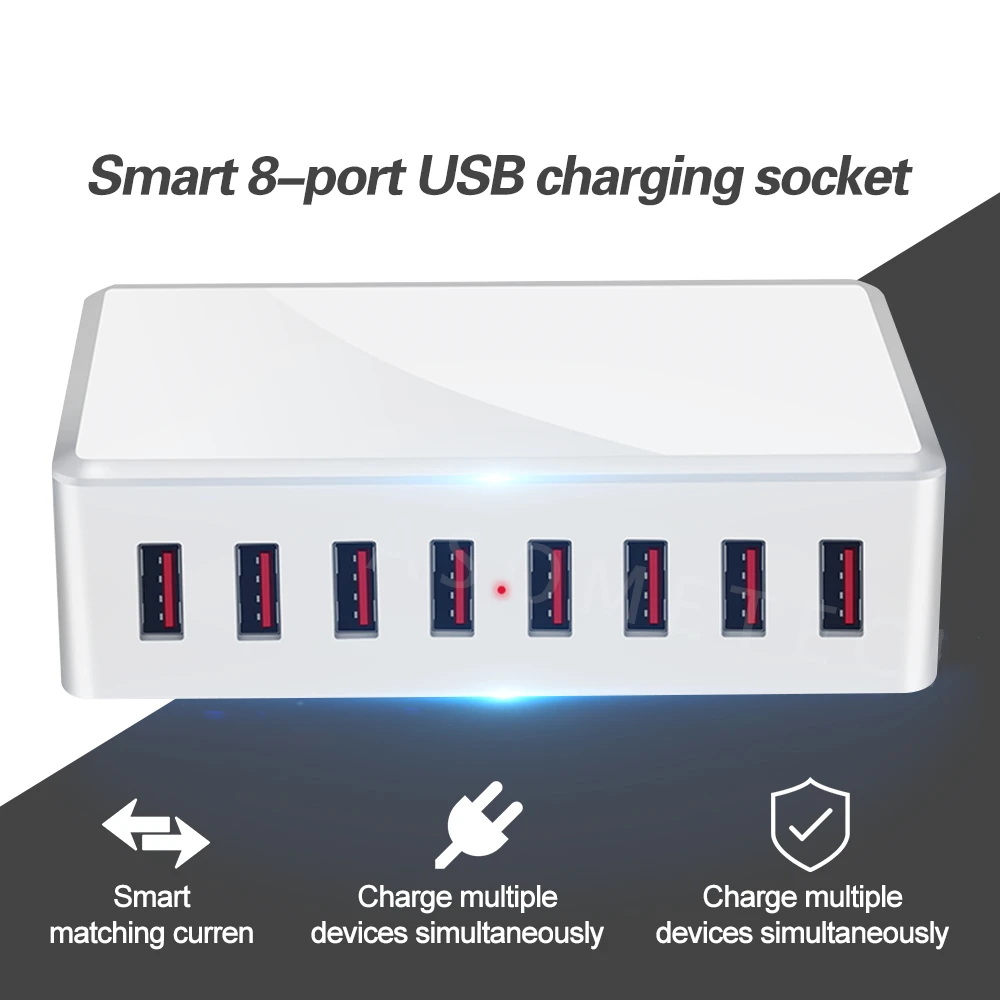 8 портов USB зарядное устройство 40 Вт портативный Настольный Smart зарядная станция