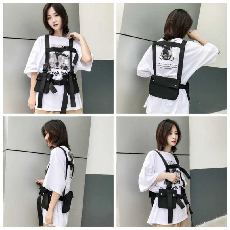 

Fashion Hip Hop Streetwear Men Women Tactical Chest Rig Waist Packs Bag Adjustable Shouldur Bag Multi-pockets Vest Bag