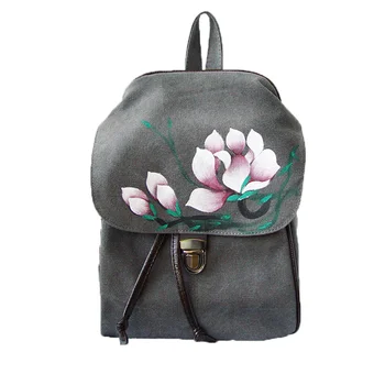 

2020 new summer early autumn foreign style simple solid color Handmade canvas backpack backpack schoolbag