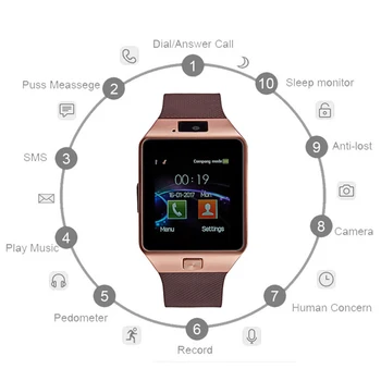 

In Stock Bluetooth Smart Watch Men Android Phone Smartwatch Waterproof Camera Sim Card Smart Watches Call Bracelet DZ09 for Kids