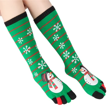 

1pair Unisex Stocking Non Slip Festival Christmas Decorations Five Toes Daily Cartoon Elastic Long Socks Cotton Blend