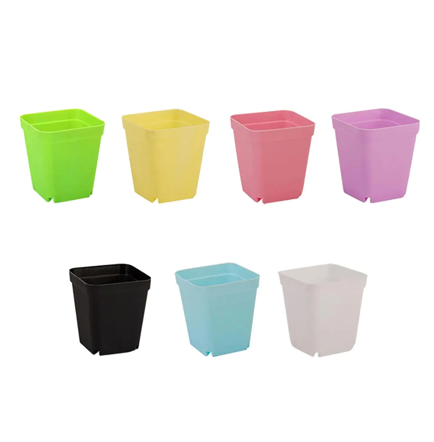 

Candy Colors Mini Square Plastic Plants Flower Pots Home Garden Office Succulent Plant Pot Greenhouse Nursery Trays 7 Pieces