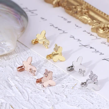 

Europe and the United States jewelry sweet temperament flying butterfly shape inlay zircon simple delicate fashion earrings