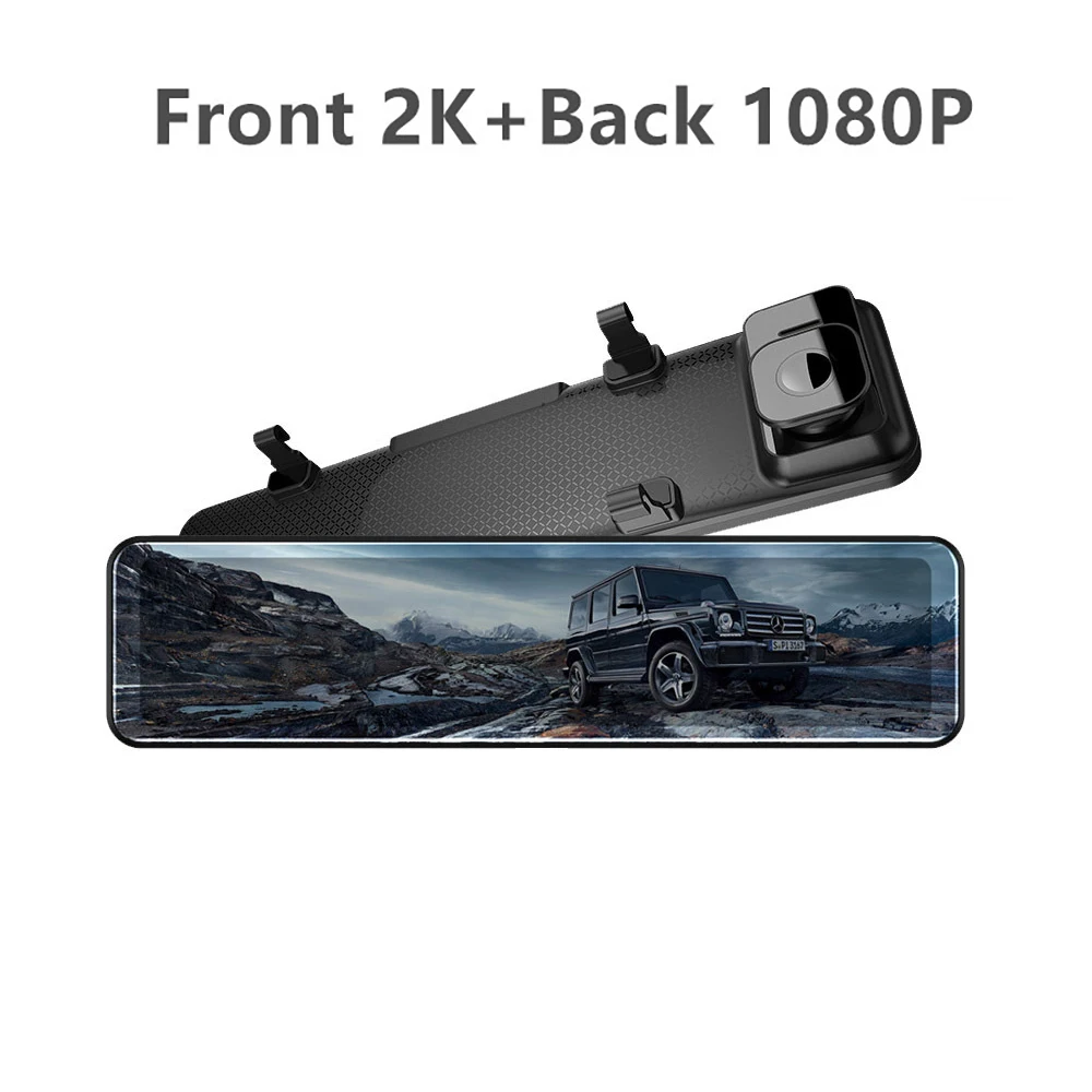 Автомобильный видеорегистратор 2K на зеркало заднего вида Ultra-HD 1440P 12 дюймов FHD с