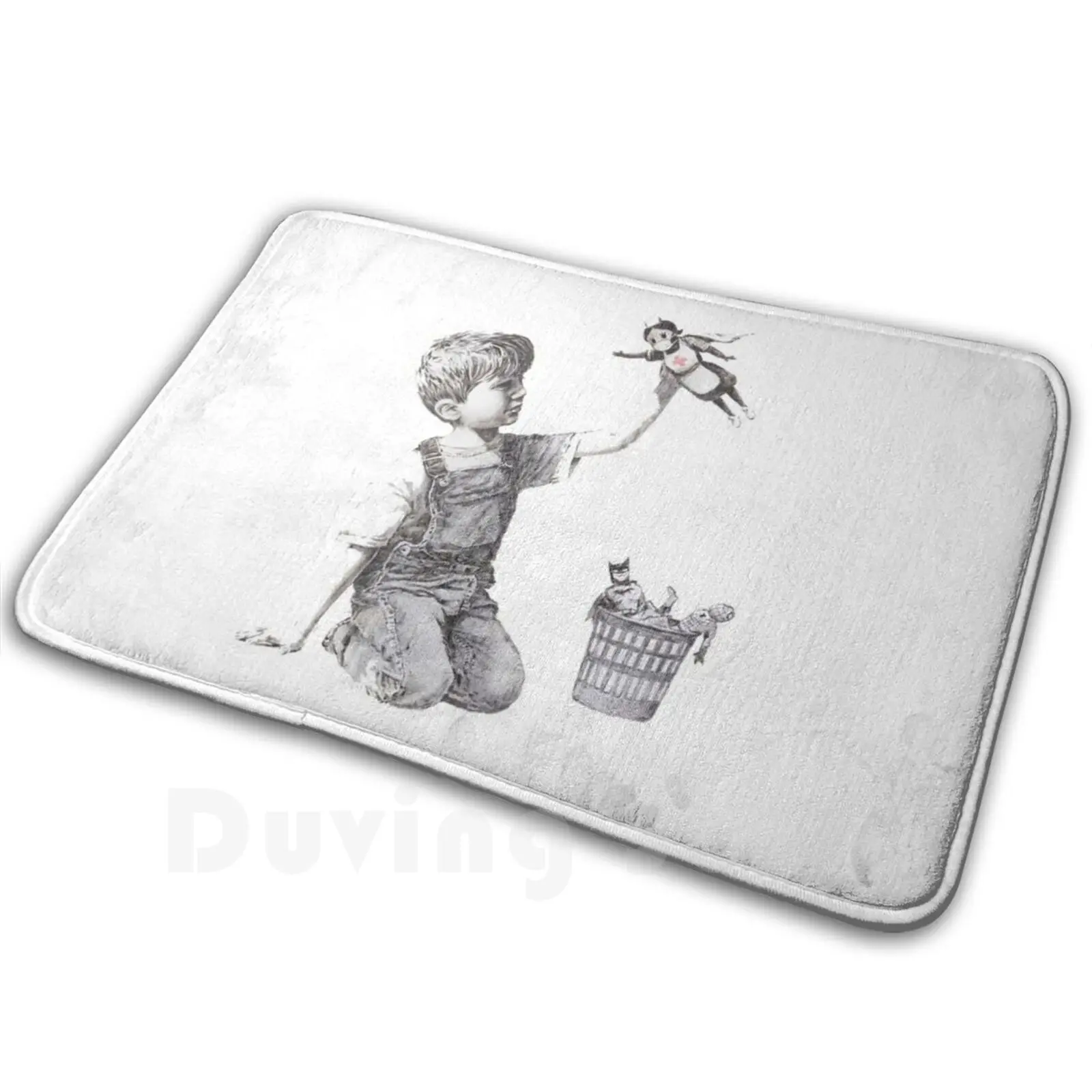 Banksy Super Hero Mat Rug Carpet Anti-Slip Floor Mats Bedroom Superhero Painting Nurse | Дом и сад