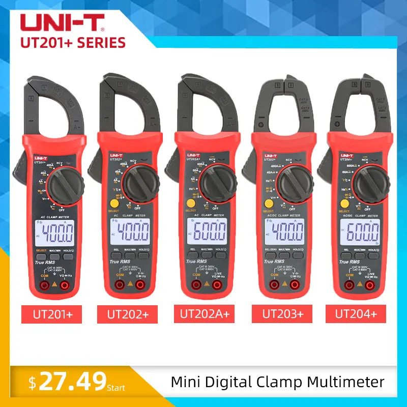 Цифровой мультиметр зажим UNI T UT201 +/UT202 +/UT203 +/UT204 + 400 600A Автоматический диапазон true