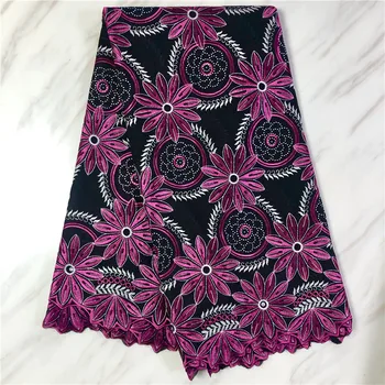 

5 Yard Dry Lace Fabric 2020 Latest Heavy Beaded Embroidery African Cotton Swiss Voile Popular Dubai Style For Party Wedding PL1