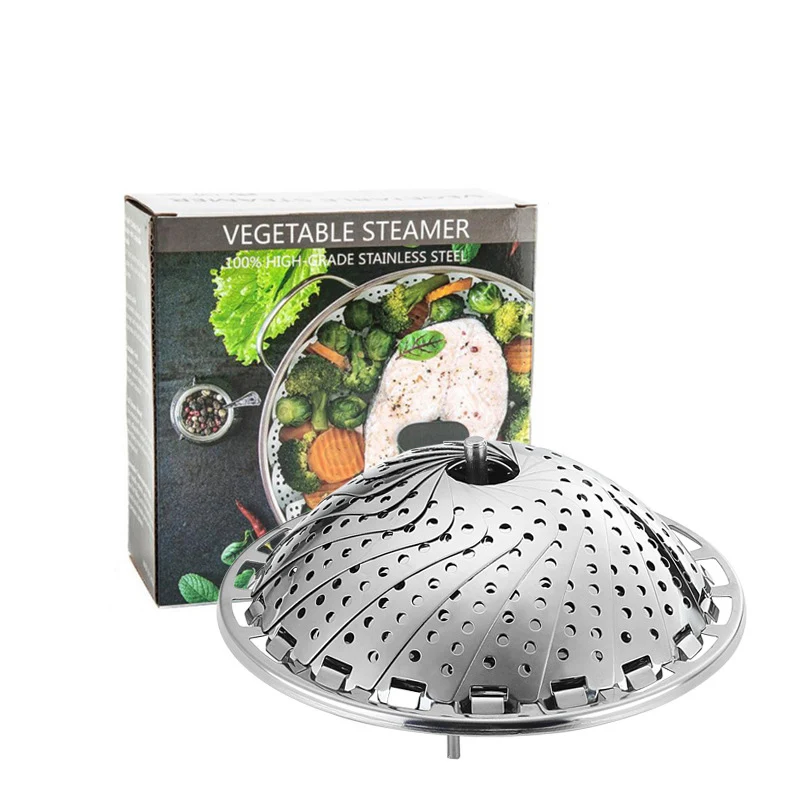 Stainless Steel Telescopic Steamer Creative Multifunctional 9 / 10 /11 Inch Folding Steaming Dish Kitchen Utensils
