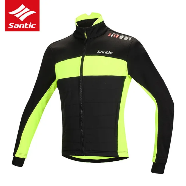 Santic новые мужские Зимние флисовые куртки для велоспорта с длинным рукавом термальный спортивный костюм с защитой от ветра Ciclismo недорогая для велосипедного спорта термо флисовые куртки - Цвет: Black.green