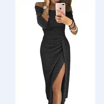 

Women Off Shoulder High Slit Bodycon Long Sleeve Dresses Dress Women Vestido Vestidos De Fiesta Robe Femme Dolls Women