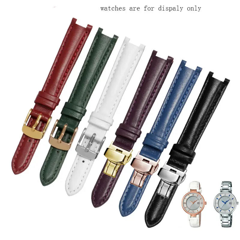 

PEIYI Color leather watchband 14*8mm women's wristband Concave interface Suitable for SHE-4523 PGL7A 3051 watch accessories