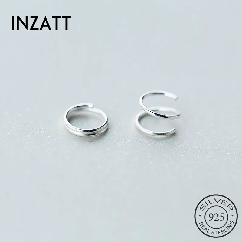 

INZATT Real 925 Sterling Silver Minimalist Geometric Clip Earrings For Fashion Women Party Trendy Fine Jewelry Accessories