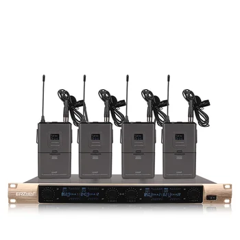 

Professional wireless microphone system 4 lavalier microphone dedicated stage performance church school speech microphone