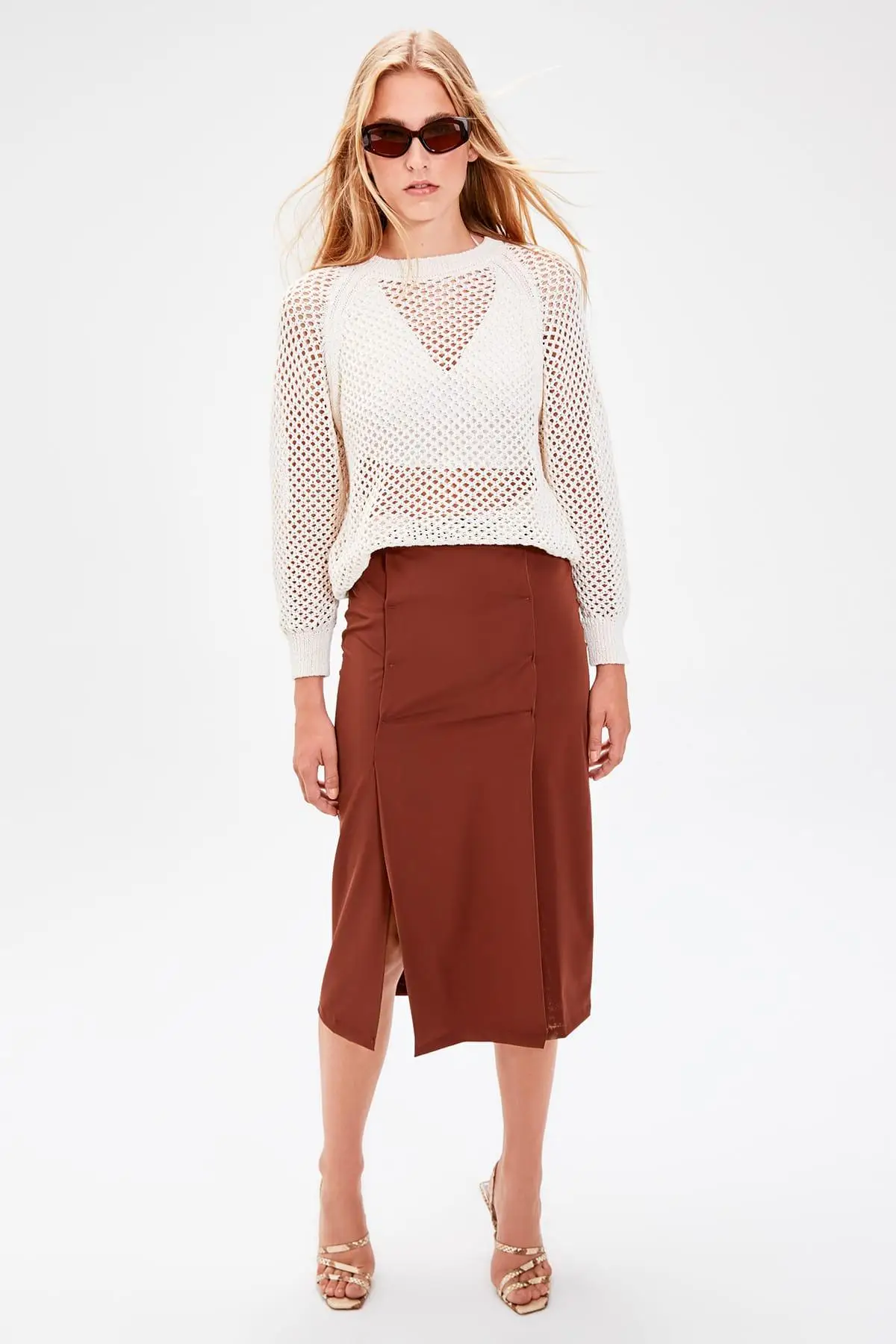 Trendyol коричневая короткая юбка TWOAW20ET0221|Юбки| |