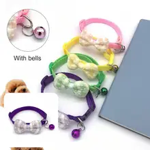 

Good-looking Pet Cat Collar Easy-wearing Adorable Pet Dogs Cats Bowknot Collar with Bell Cat Collar Dogs Collar