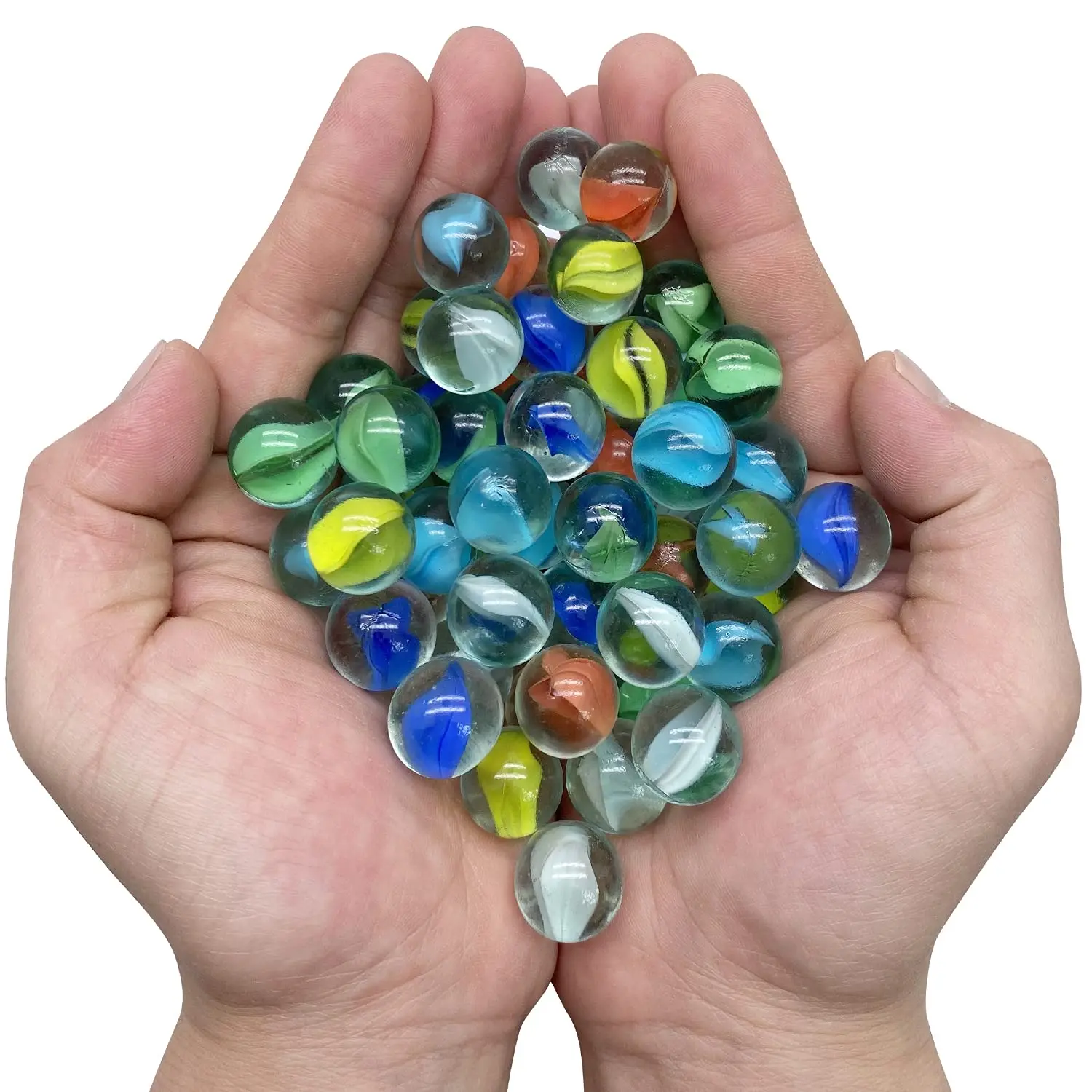 60PCS Colorful Glass Marbles 16MM Marbles Bulk for Kids Marble Games Toys  DIY and Home Decoration