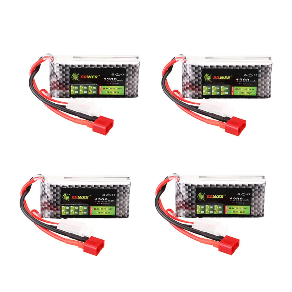 

1/2/4 PCS LION-Power 11.1V 1200mAh 60C 3S Lipo Battery T Plug For FPV Racing Drone RC Multirotor Spare Part DIY Accessories