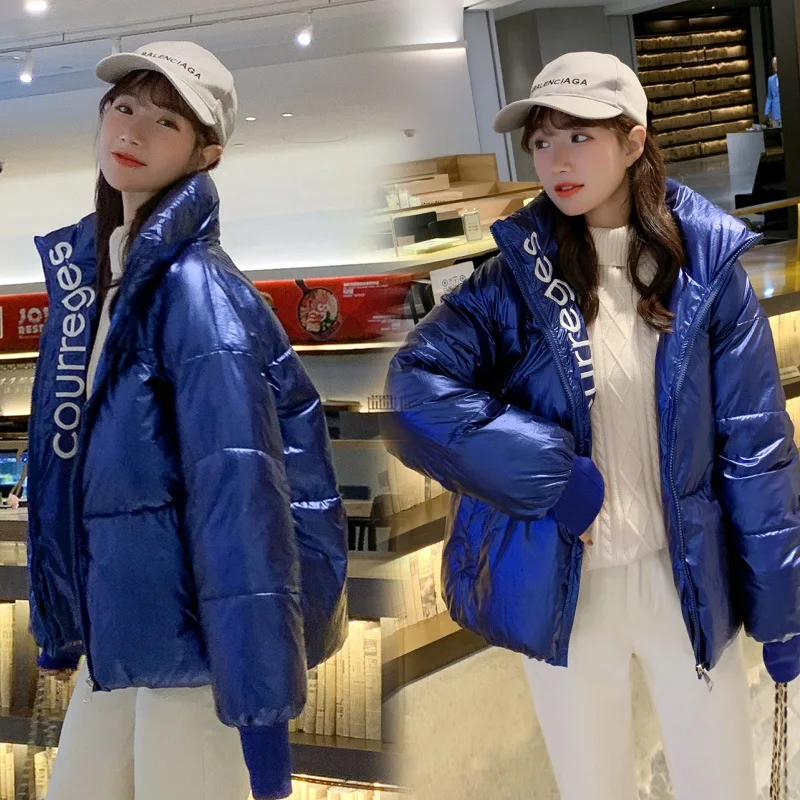 

Photo Shoot Bright Surface Cotton Coat Women's Winter Short Short-height 2019 New Style Korean-style Loose-Fit Students down Coa