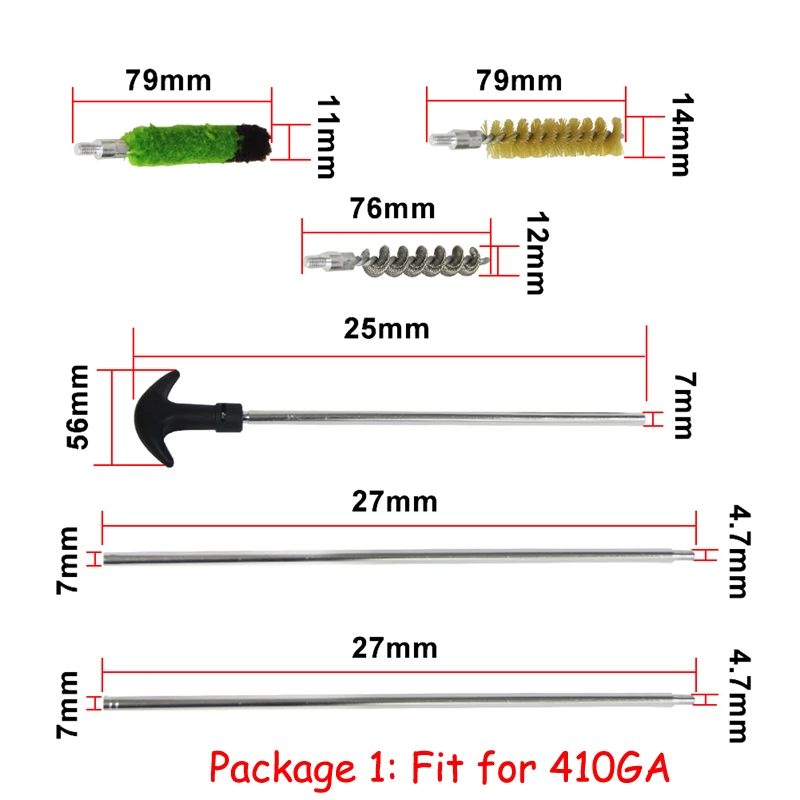 Набор для чистки охотничьего ружья Bumlon для 12GA 16GA 20GA 41GA Универсальный Калибр ружья винтовка алюминиевая Чистящая Щетка инструмент принадлежности для охоты - Цвет: RL37-0112-410GA