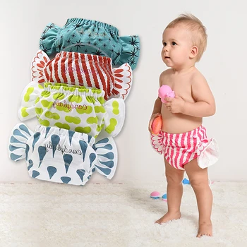 

Quaslover Baby Cloth Diapers Cotton Multi-layer Stripe Protection Children Nappy Washable Reusable Changing Baby Training Pants